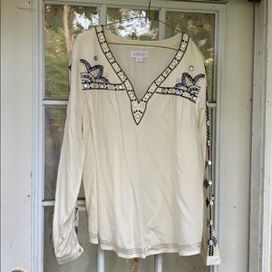 Velvet blouse, embroidered, size medium